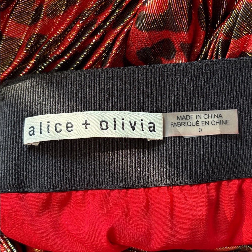 Alice + Olivia Skirt Katz Metallic Leopard Print Pleated Maxi Skirt size 0 - Picture 12 of 16